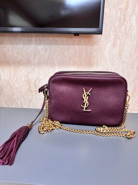 100% Authentic Guarantee Saint Laurent Camera Zipper Bag Deep Burgundy